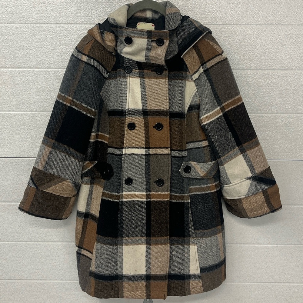 Plaid Double-Breasted Coat - good condition - cozy and stylish